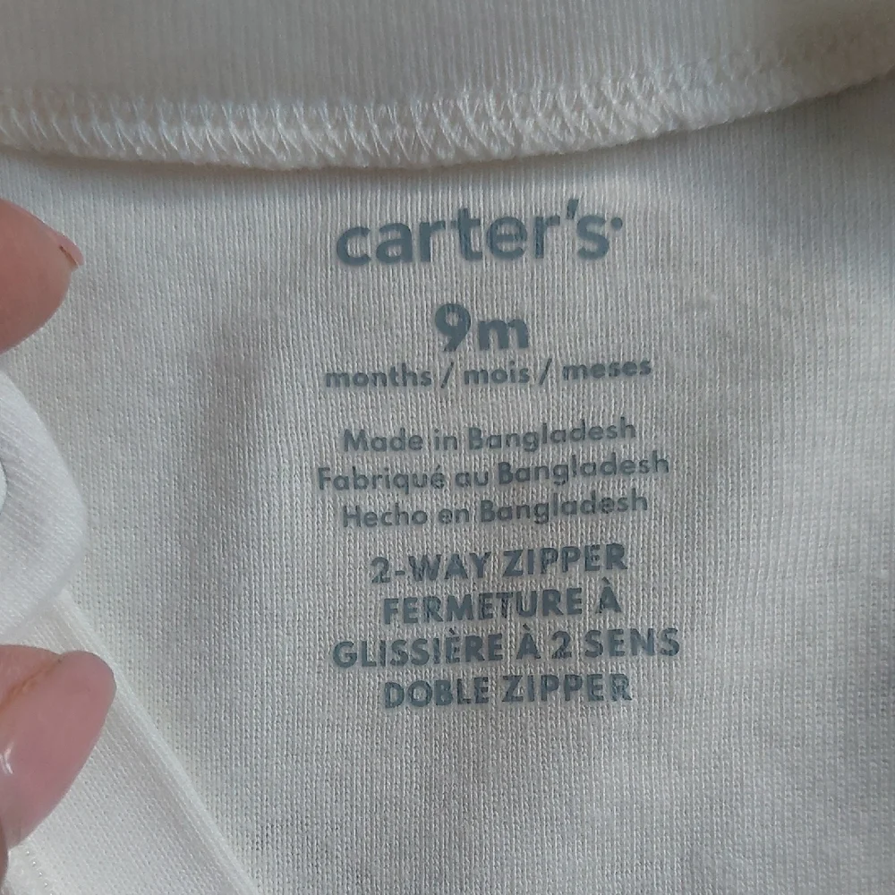 Carter's White Footie One Piece with‎ Soft Cotton Comfort 9 months
